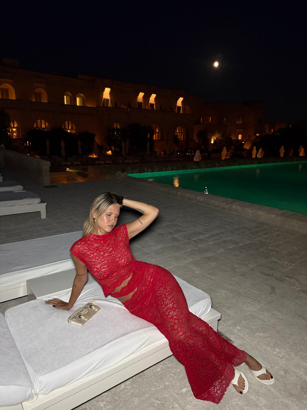 Jupe Marisol i spets - Röd