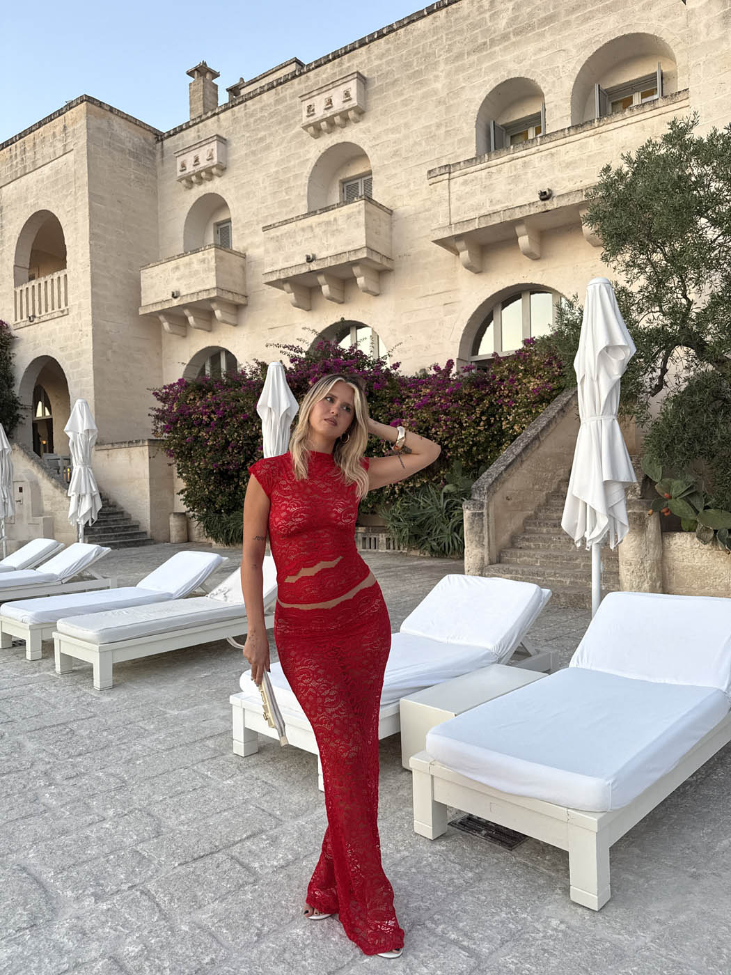 Jupe Marisol i spets - Röd